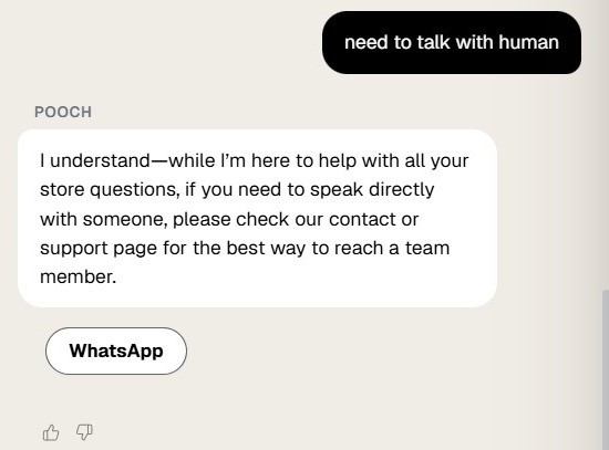 POOCH Escalates with full context screen